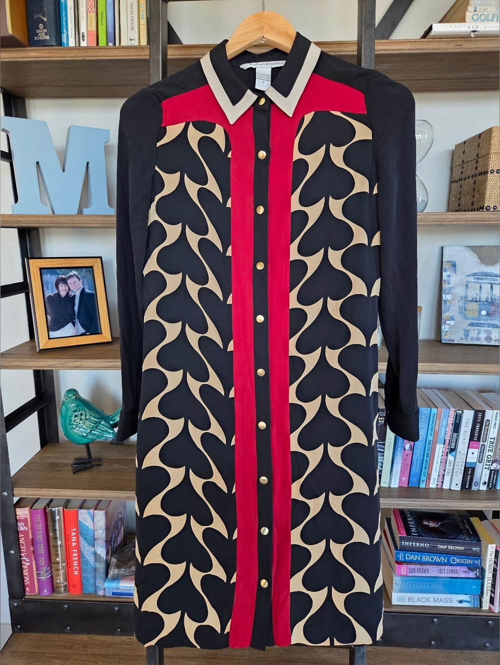 Diane von Furstenberg Stretch Silk Patterned Shift Dress, Size 4